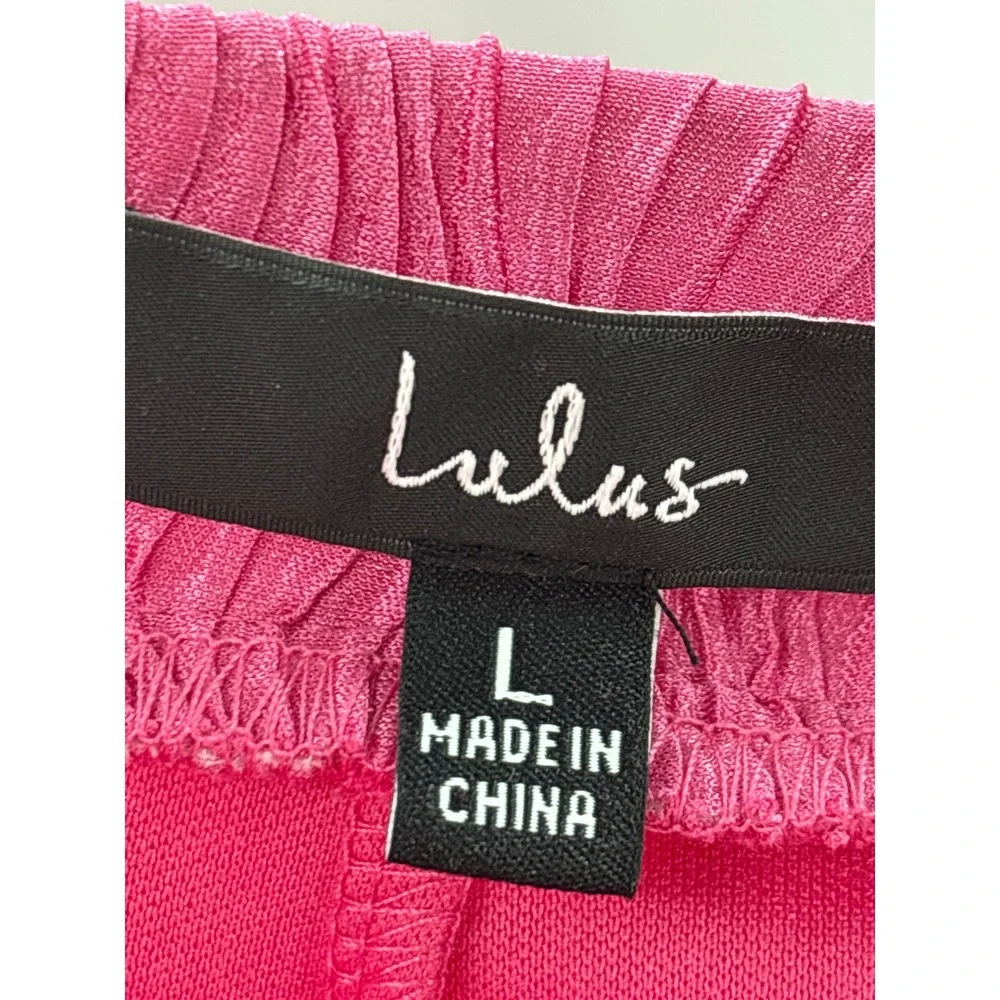 Lulus Cute Praise‎ Hot Pink Plisse Satin Faux-Wrap Mini Skort NWT Large Fuchsia